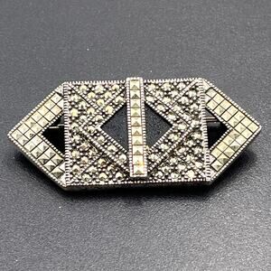 Judith Jack Sterling Silver 925 Signed Marcasite‎ Limited Ed. Geometric Brooch